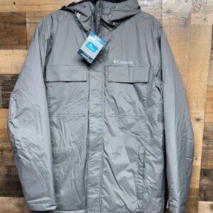 NWT Columbia Ten Falls Waterproof Insulated Silver Performance Jacket Mens Sz M